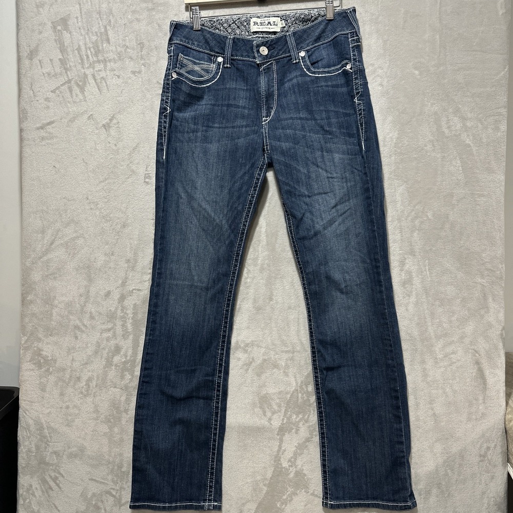 Ariat‎ Real Jeans Women's Size 32L Blue Marine Straight  Mid Rise